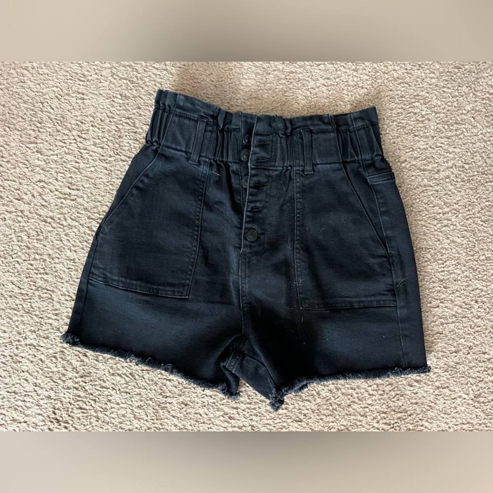 NWT Black denim elastic band high rise shorts
